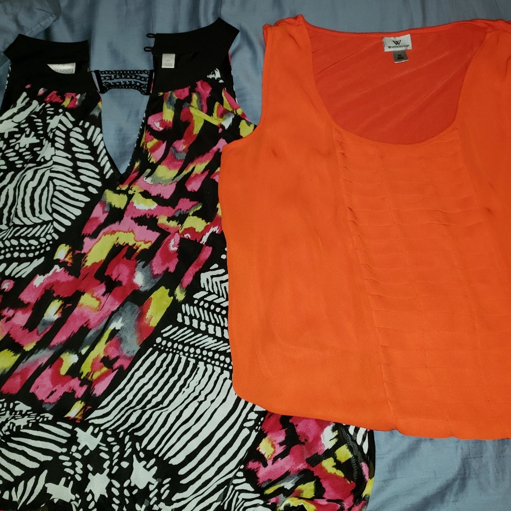 2 PC women's short sleeve accent shirts XL